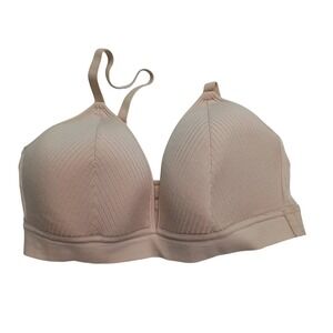 Auden Lightly Lined Plunge Bralette Bra Nude Seamless Ribbed Comfort Size M‎
